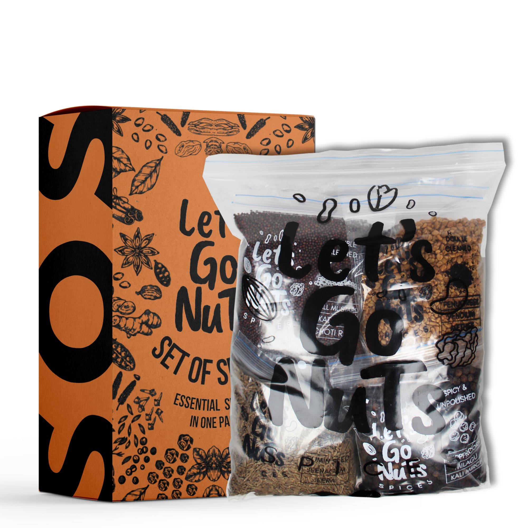 Let's Gonuts Real Wealth For Your Health Set of 15 Aromatic Whole Garam Masala Spices Combo Contains Spices like Cinnamon, Cardamom 725g