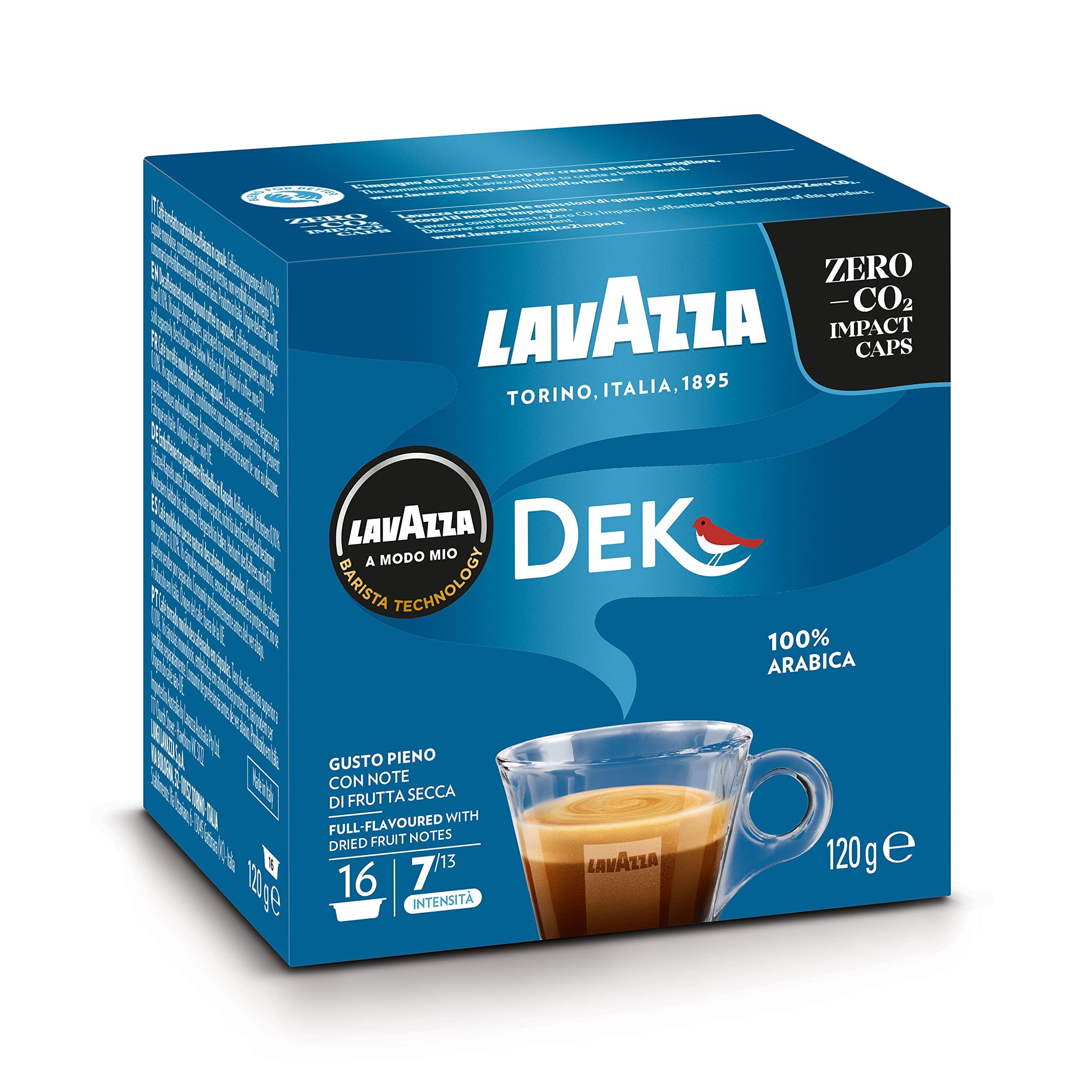 128 cápsulas de café para Lavazza a Modo Mio Dek Cremoso Ex Cremosamente Dek Originales