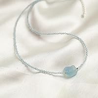 Vista 6 de Gempires - Collar de cuentas de piedras preciosas con piedra cruda, hipoalergénico, chapado en plata, de 18 pulgadas, elegante, hecho a mano, regalo