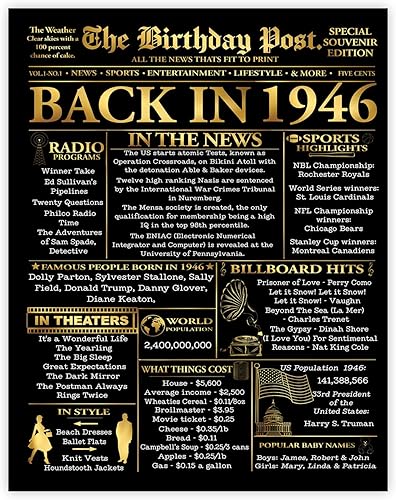 Miniatura 45 de Stuff4 Póster dorado de cumpleaños número 30 sin marco, periódico dorado nacido en 1995, feliz cumpleaños 30 para hombres y mujeres, regalos retro