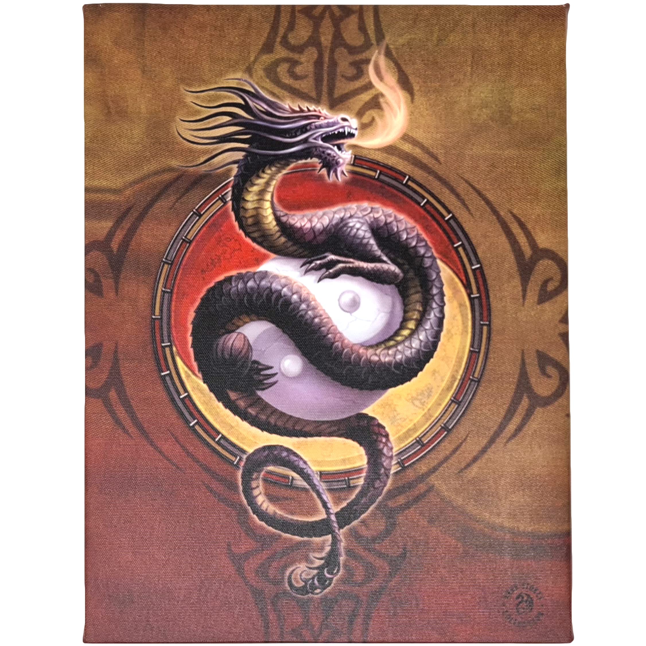 Anne Stokes Multi-Color Fantastic Design Yin Yang Protector Canvas/Wall Plaque