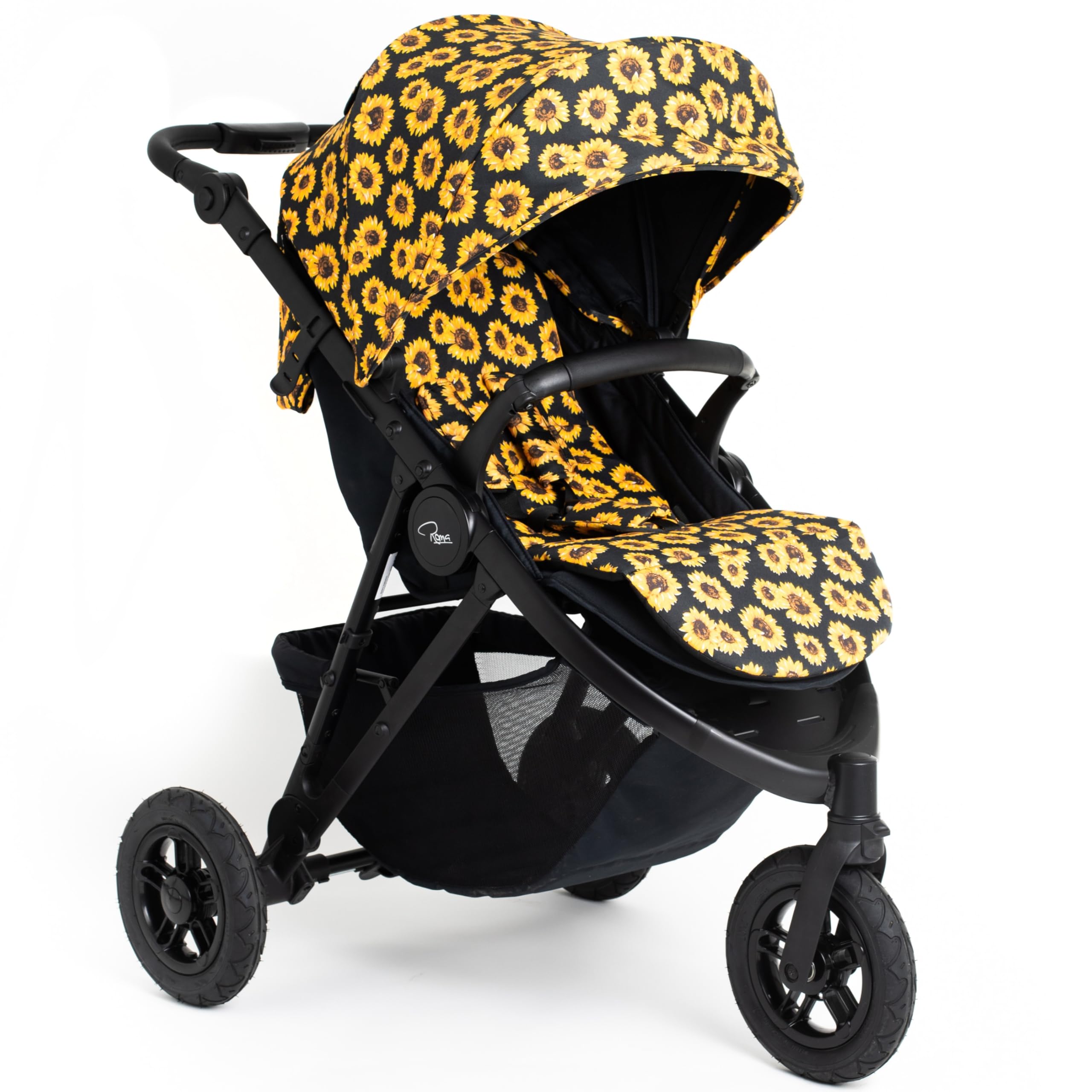 Roma Atlas 3-Wheel All Terrain Baby Stroller | Lightweight 10.4kg Off-Road Buggy & City Pushchair | Adjustable Handle, Puncture-Proof Wheels & Rain Cover | Travel System Ready, Sunflower