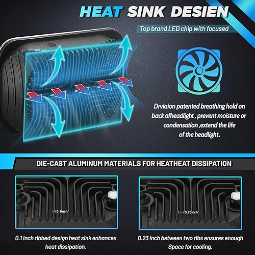 Miniatura 5 de JHLion - Faro LED de 5 x 7, antideslumbrante, H6054, 5 x 7, 7 x 6, 180 W, aprobado por DOT, 600% más brillante, con señal de giro ámbar DRL de alta