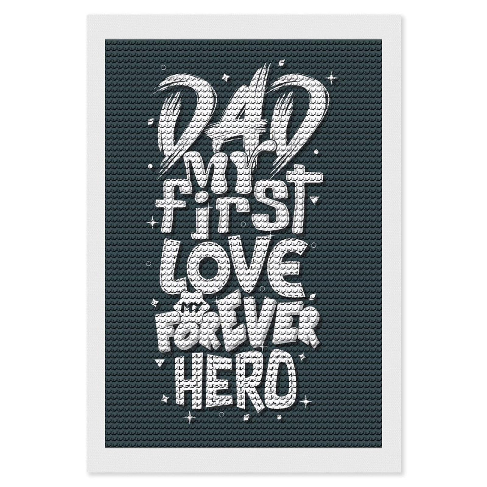 Junmoney Dad My First Love Diamond Art Canvas 8"x12", for Adults, Good for Quiet Evenings, Bedroom Decor, Festive Craft Gift, Easy to Enjoy