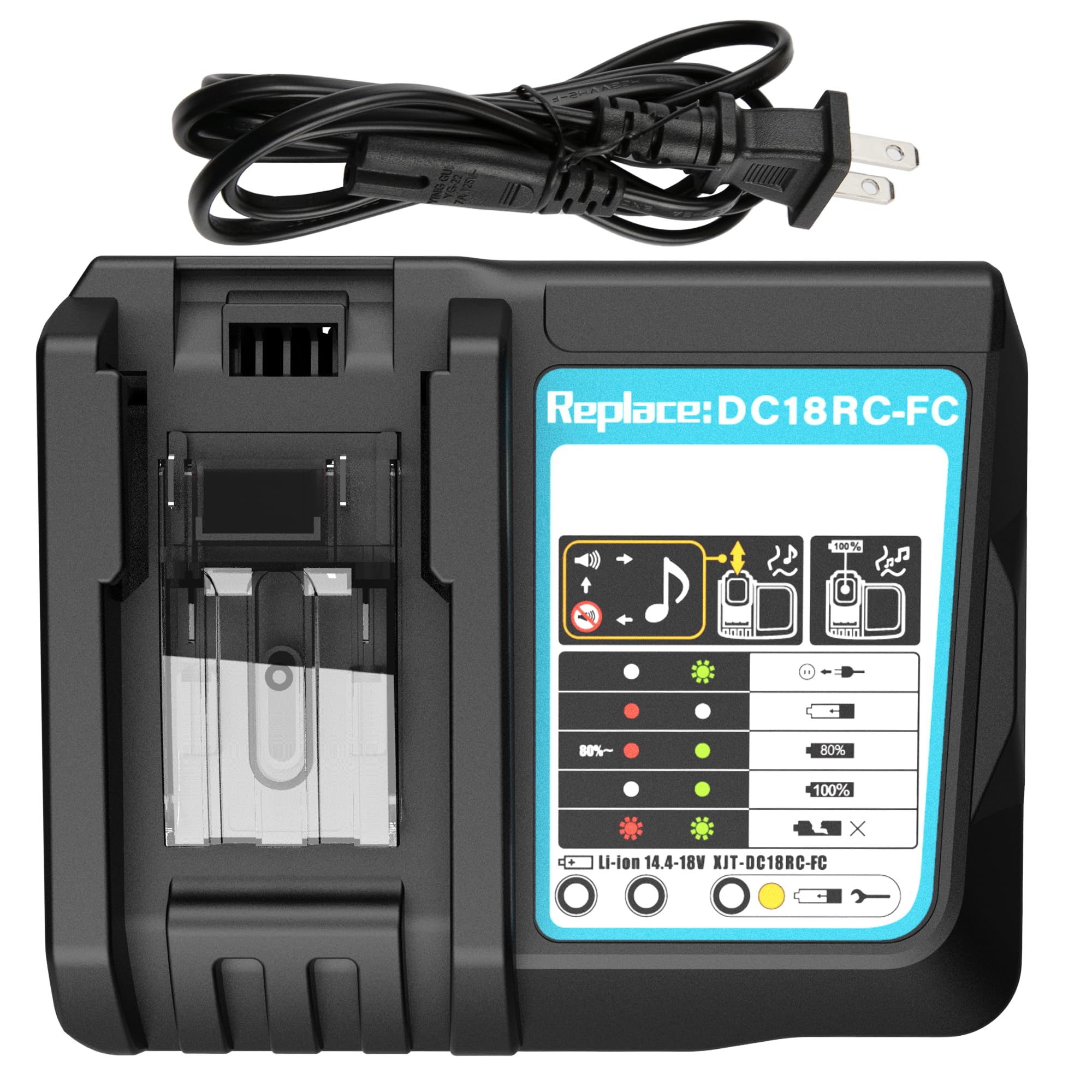 DC18RC 18V Rapid Charger Compatible with Makita Battery BL1815 BL1820 BL1830 BL1840B BL1850 BL1860 BL1450 Replacement for Makita Battery Charger 14.4V-18V