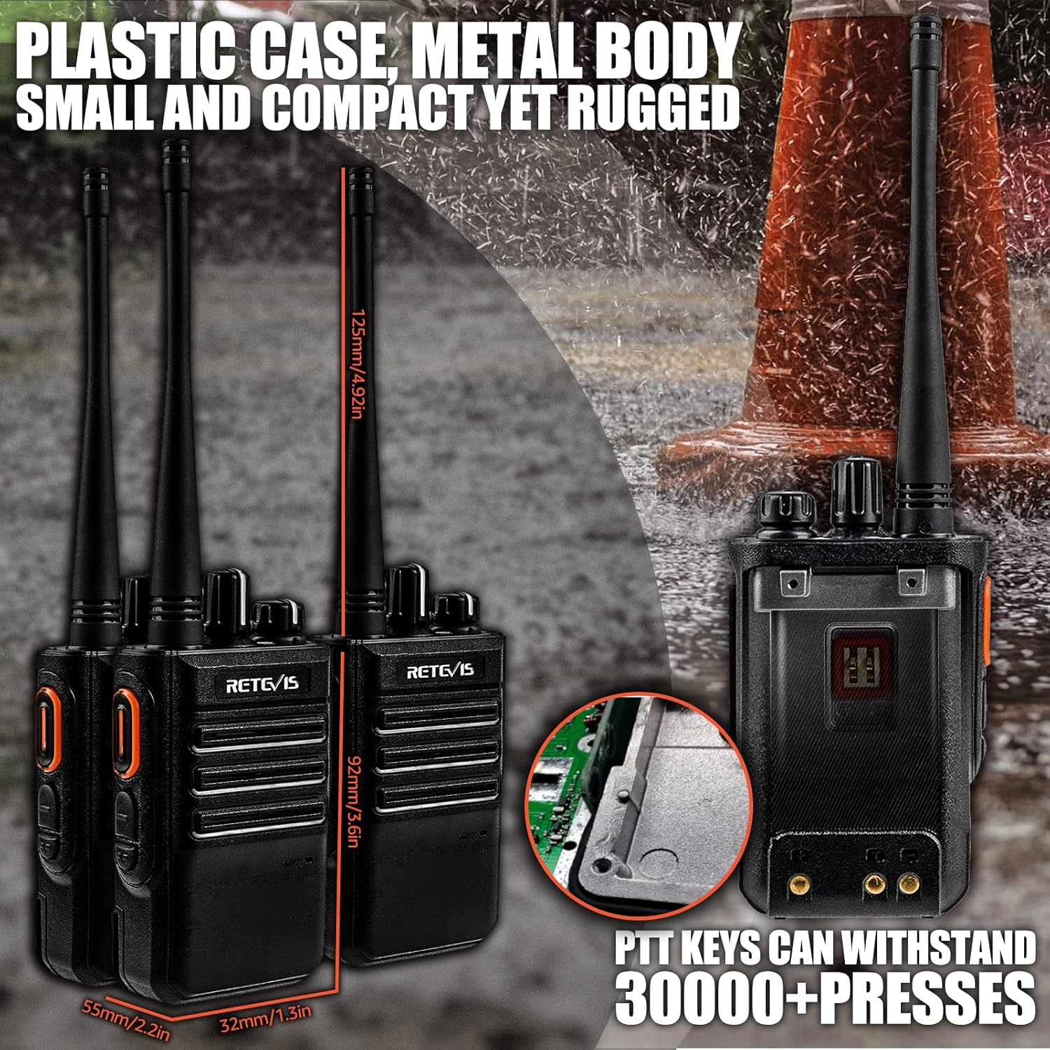 Retevis RB646 Dimensioner og Robusthed