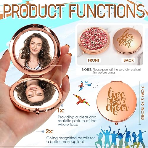 Miniatura 2 de Roowest Regalos de animadora, regalos de equipo de animadoras para niñas, monederos a granel, espejo de maquillaje compacto, regalos de animación,