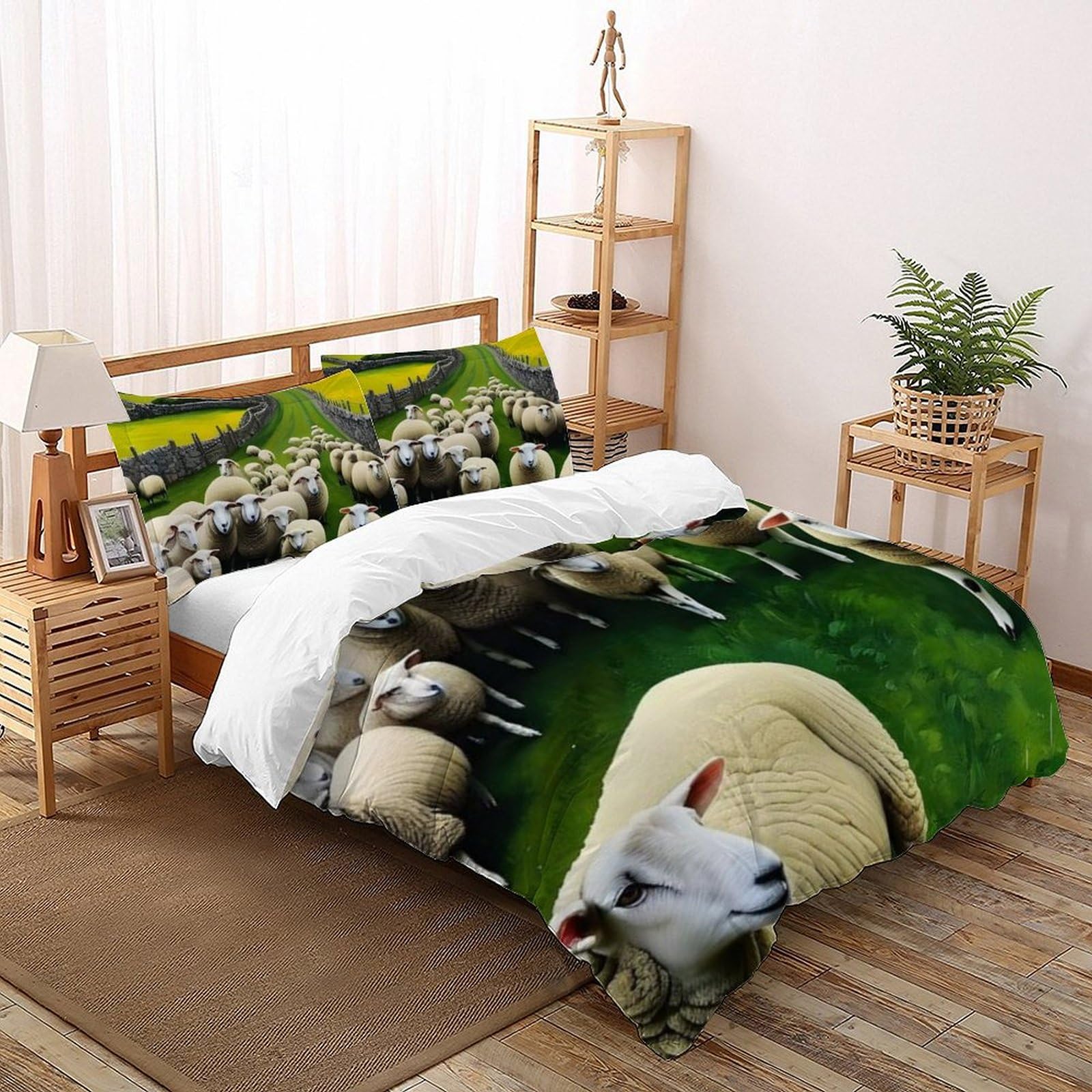 Housse de couette King microfibre premium imprimé 3D moutons
