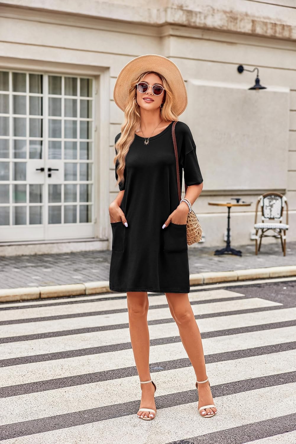 Ekouaer Sleep Shirts for Women Nightgown Short Sleeves T shirt Night Dress Round Neck Womans Nightgown with Pocket S-XXL - Image 4