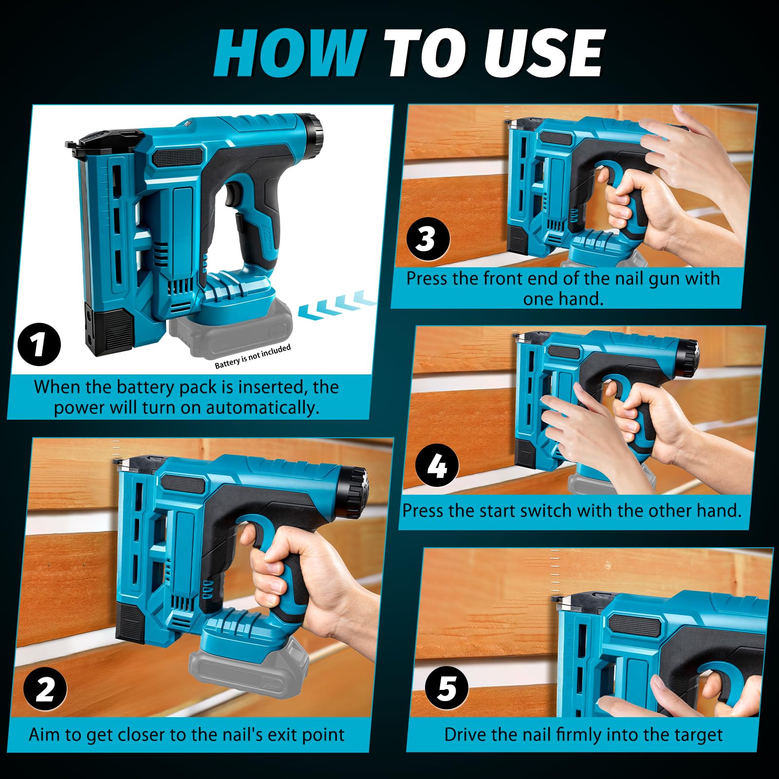Chiodatrice Brad a Batteria per Makita 18V, Pistola per Unghie Senza Fili 2 in 1 con 2000 chiodi/graffette Pistola Sparachiodi Elettrica Per la ristrutturazione della casa e la lavorazione del legno