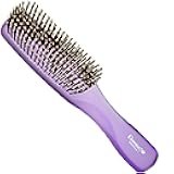Giorgio GION1PP Neon Purple 7.75 inch Gentle Touch Detangler Hair Brush for Men and Women. Soft Bristles for Sensitive Scalp. Wet and Dry for all Hair Types. Scalp Massager Brush Stimulate Hair Growth