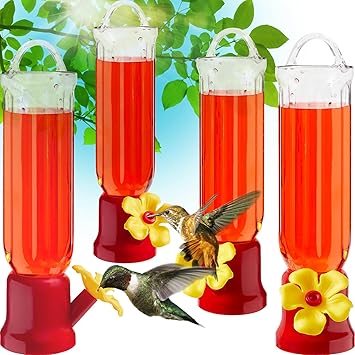 Gray Bunny Hummingbird Feeders for Outdoors Hanging (4 Pack) Small Plastic Hummingbird Feeder wit...