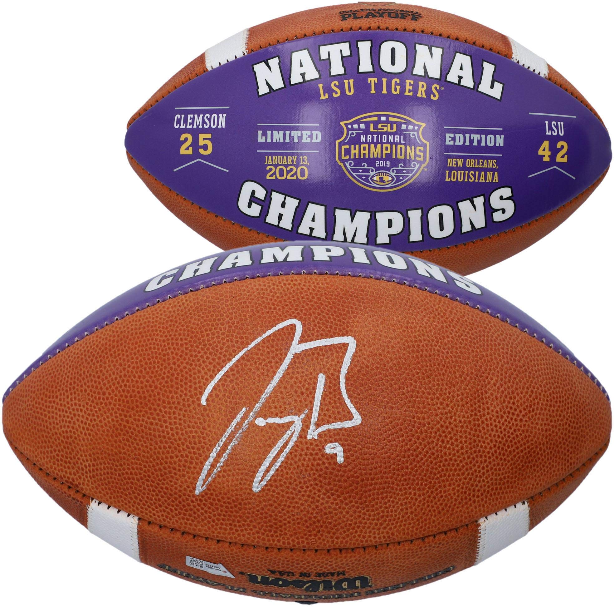Joe Burrow LSU Tigers Autographed College Football Playoff 2019 National Champions Logo Wilson Comme