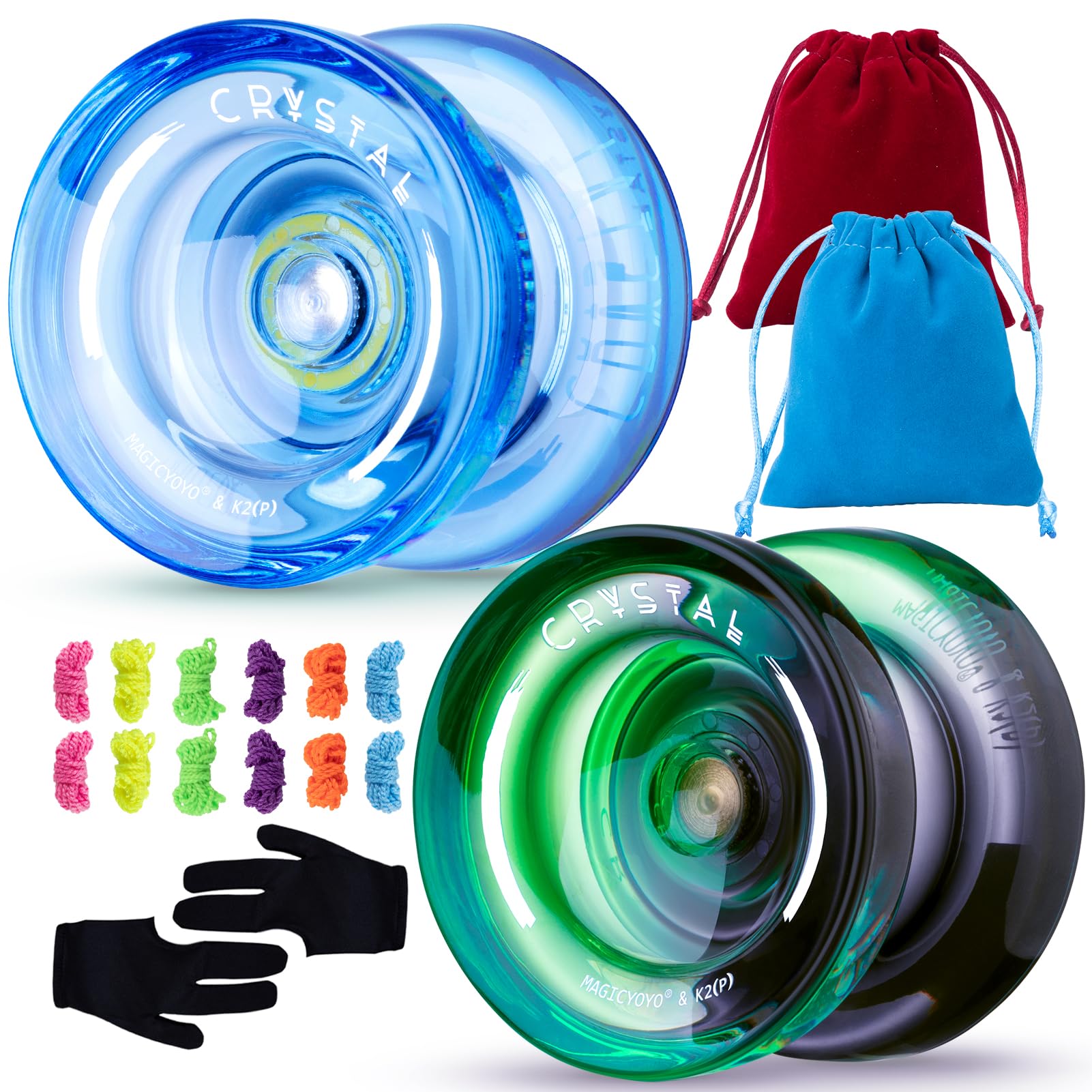 MAGICYOYO K2 Responsive Yoyo for Kids Beginners (Crystal Blue+ Black Green)