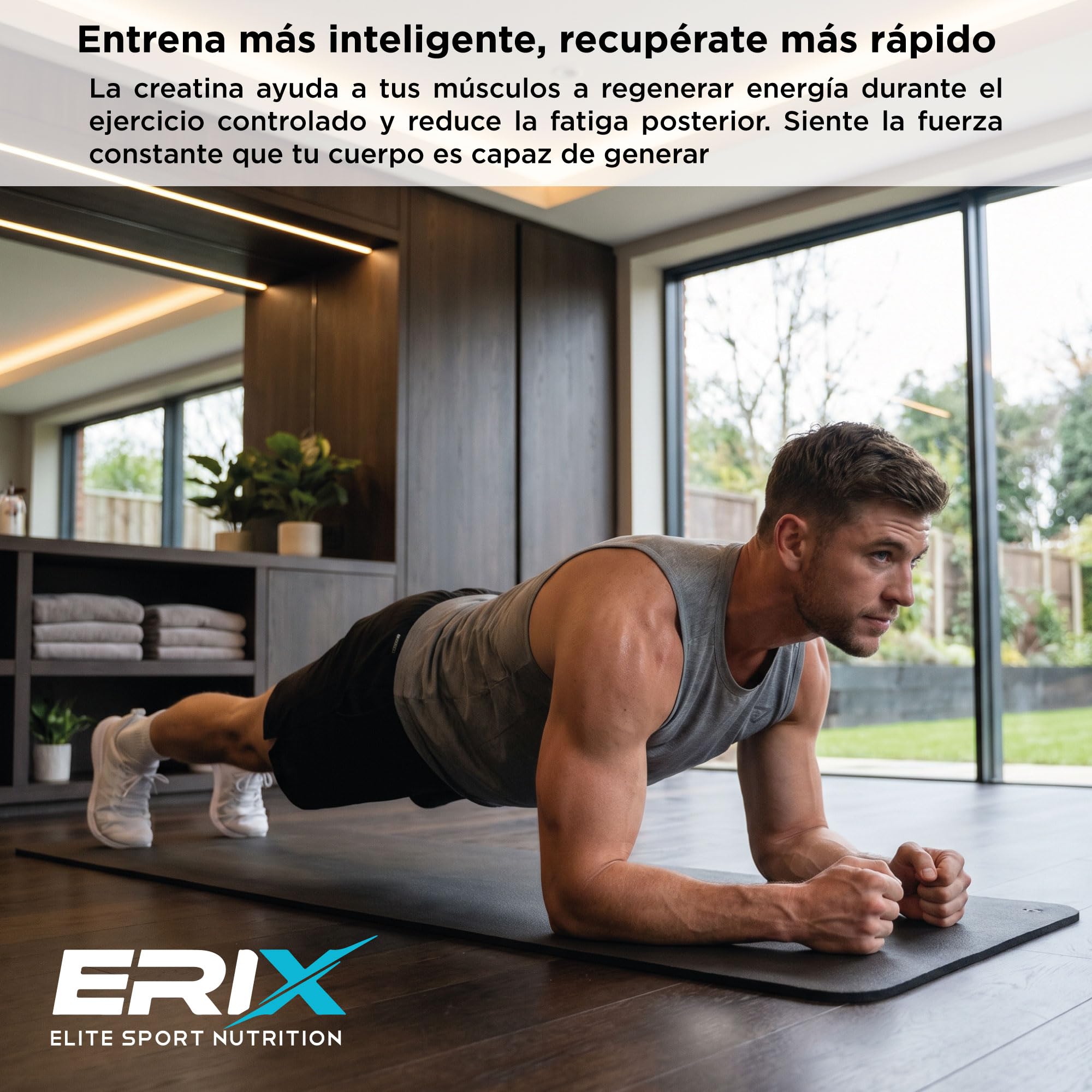 ERIX Nutrición Creatina Monohidrato 200 Mesh Neutra - Pack de 2 x 500g (1 Kg, 332 Dosis) - Polvo Micronizado 100% Puro sin Sabor para Entrenamiento, Mejora la Fuerza Muscular y la Recuperación