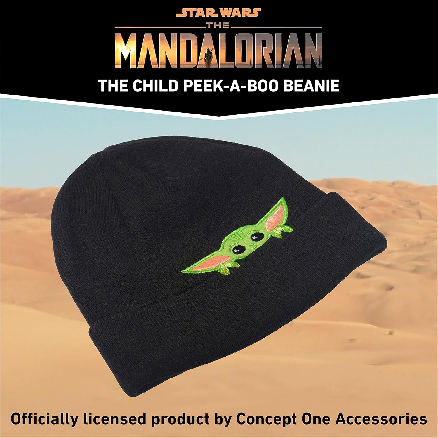 Concept One Star Wars The Mandalorian The Child Peek-A-Boo Knitted Cuffed Beanie - Image 3