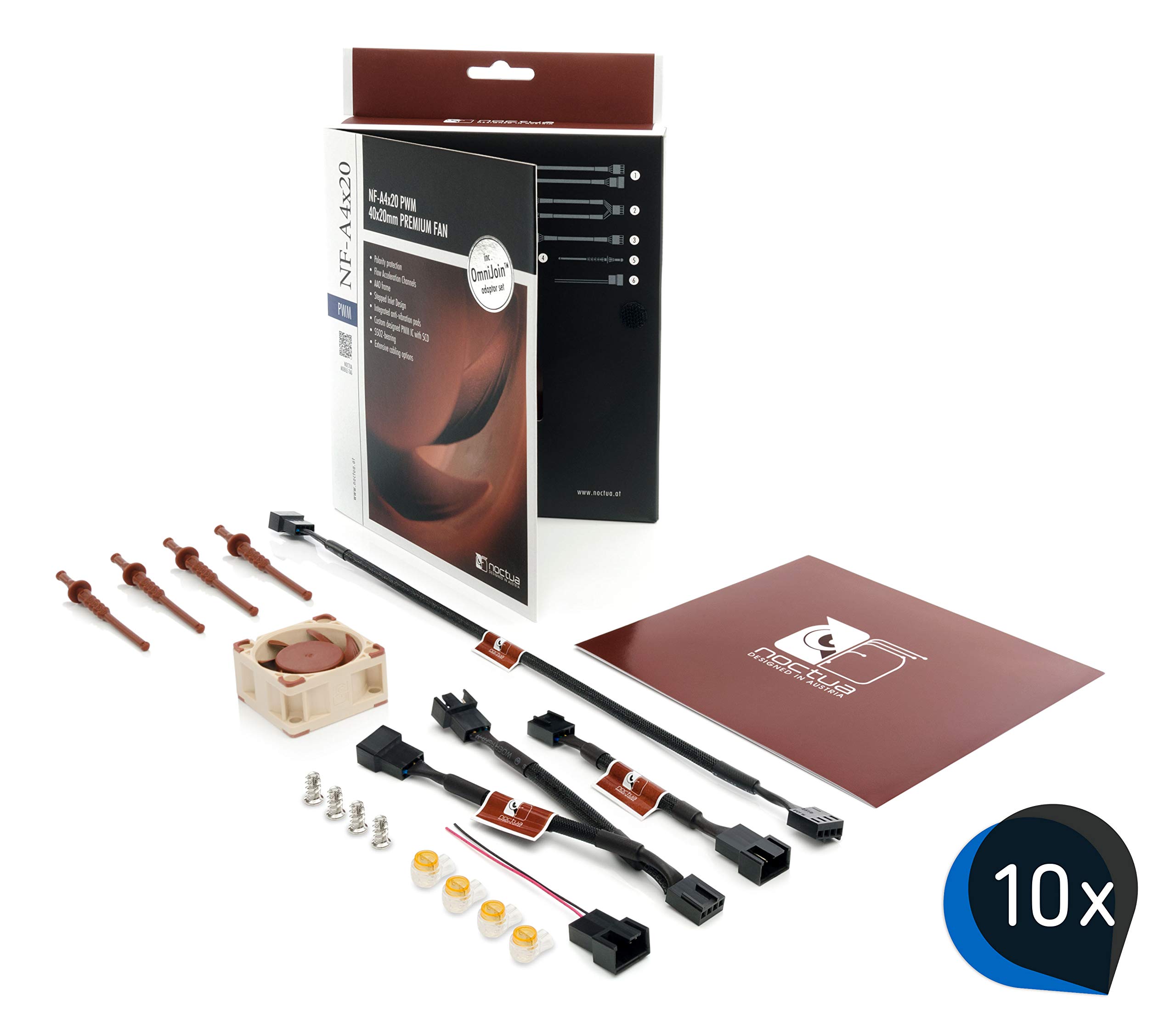 Noctua Bundle: 10x NF-A4x20 PWM, Leiser Premium-Lüfter, 4-Pin (40x20mm, Braun)