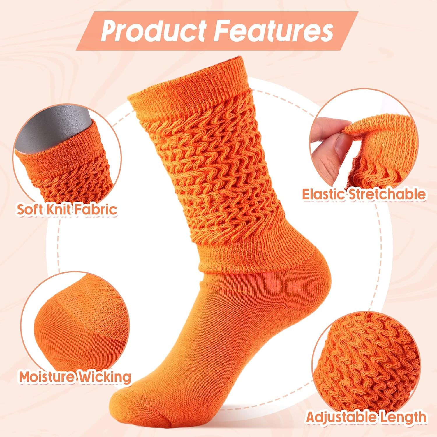 Suhine 28 Pairs Women Slouch Socks Bulk,Extra Long Knee High Scrunch Knit Stacked Socks for Women,28 Colors - Image 3