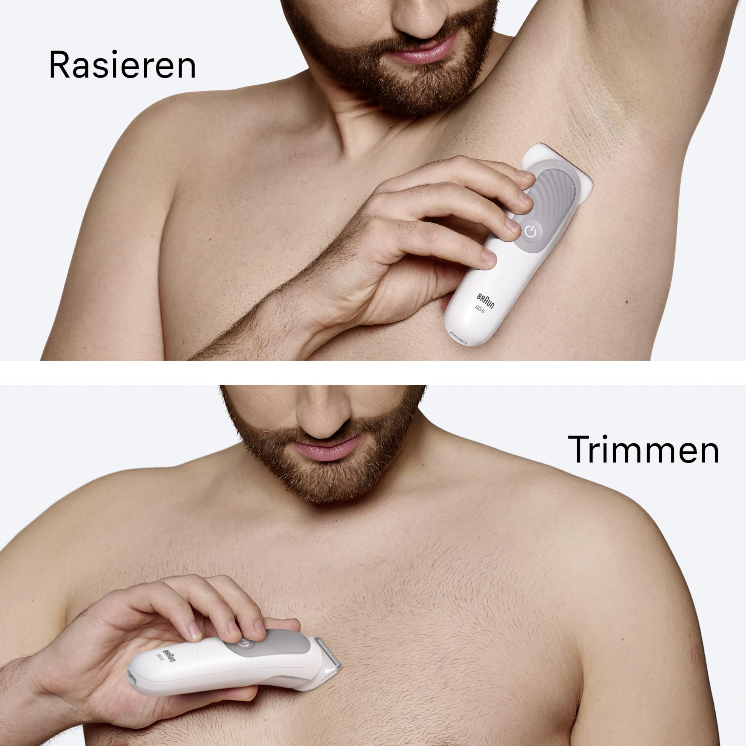 Braun Series 5 Bodygroomer BG5555, Elektrischer Körperrasierer Herren, Kabelloser Trimmer Intimbereich, 100 Min Akku, Wasserdicht, Grau