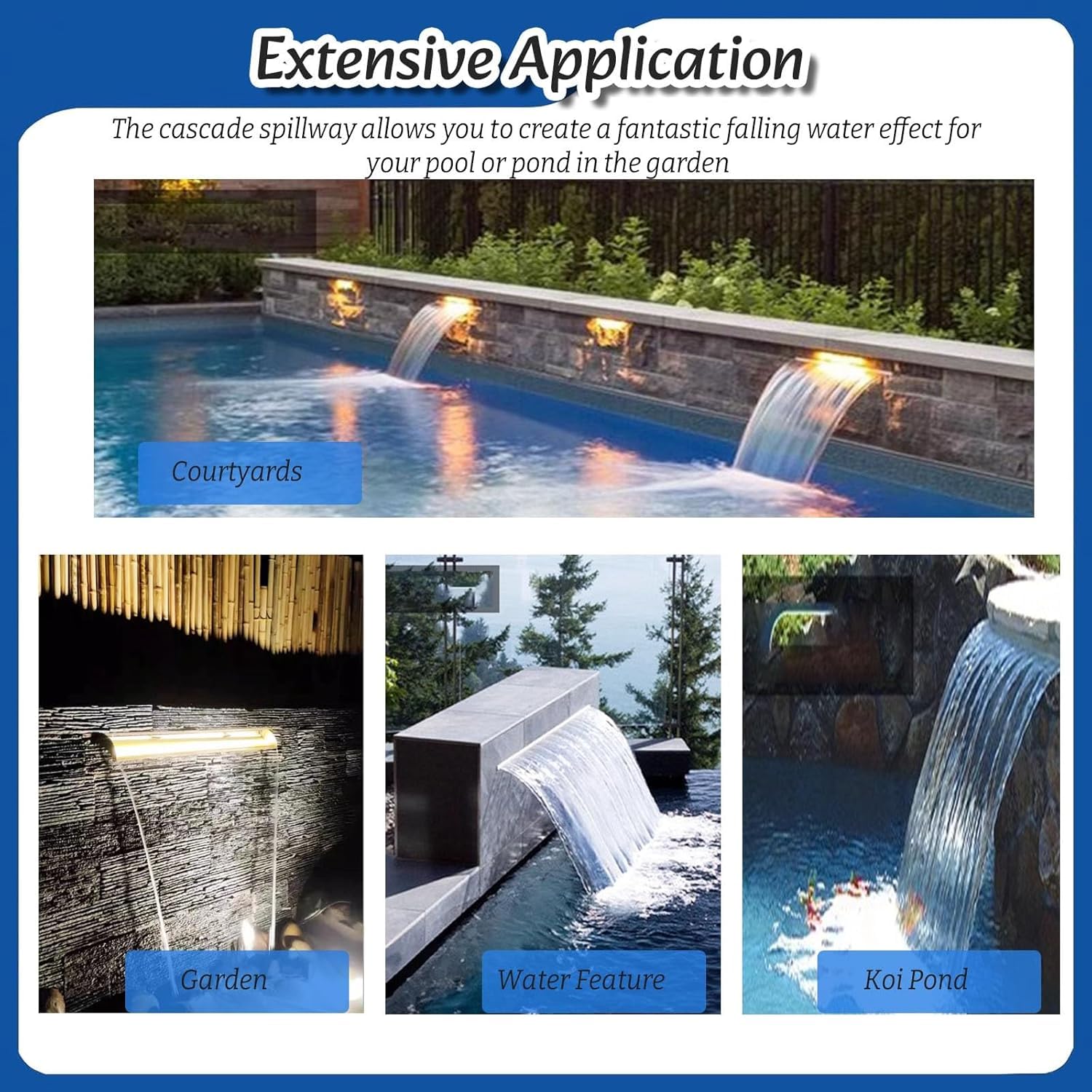Acciaio inossidabile personalizzabile per stagni e piscine40 cm WideSilver/Black Design perfetto per fontane e acque