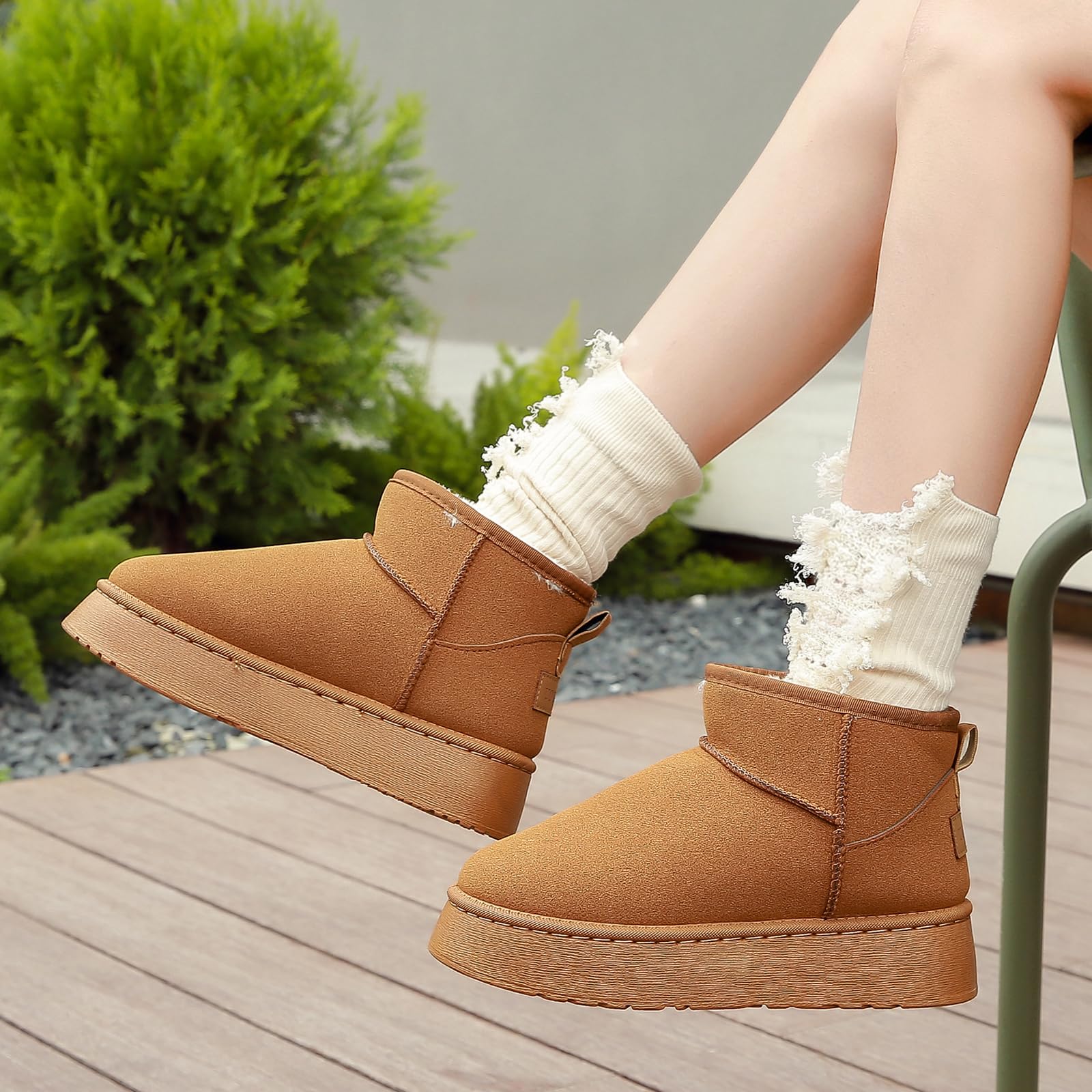 Rumkok Stivali Donna Caldo Stivali Da Neve Donna Comode Scarpe Da Neve Pelliccia Stivali Invernali Impermeabili Stivaletti Con Pelo Breve Moda