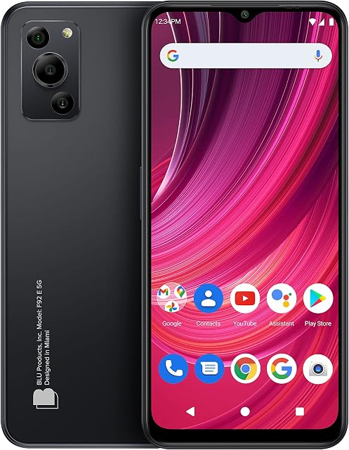 BLU F92e 5G | 2023 | 3-Day Battery | Unlocked | 6.5 HD+ Display | 128/4GB | 50MP Camera | US Version | Black