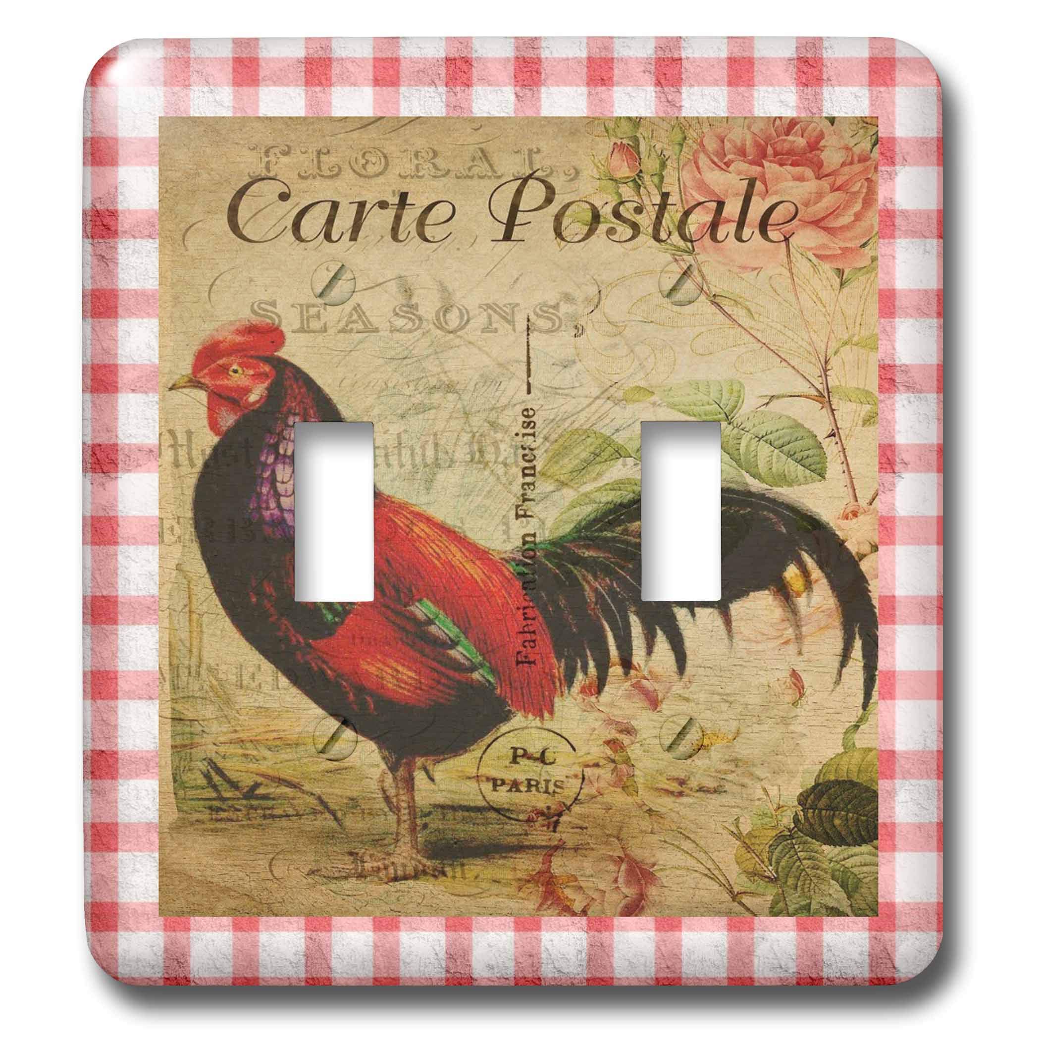 Interruptor de luz de gallo rojo lsp_321221_2 placa decorativa rústica vintage