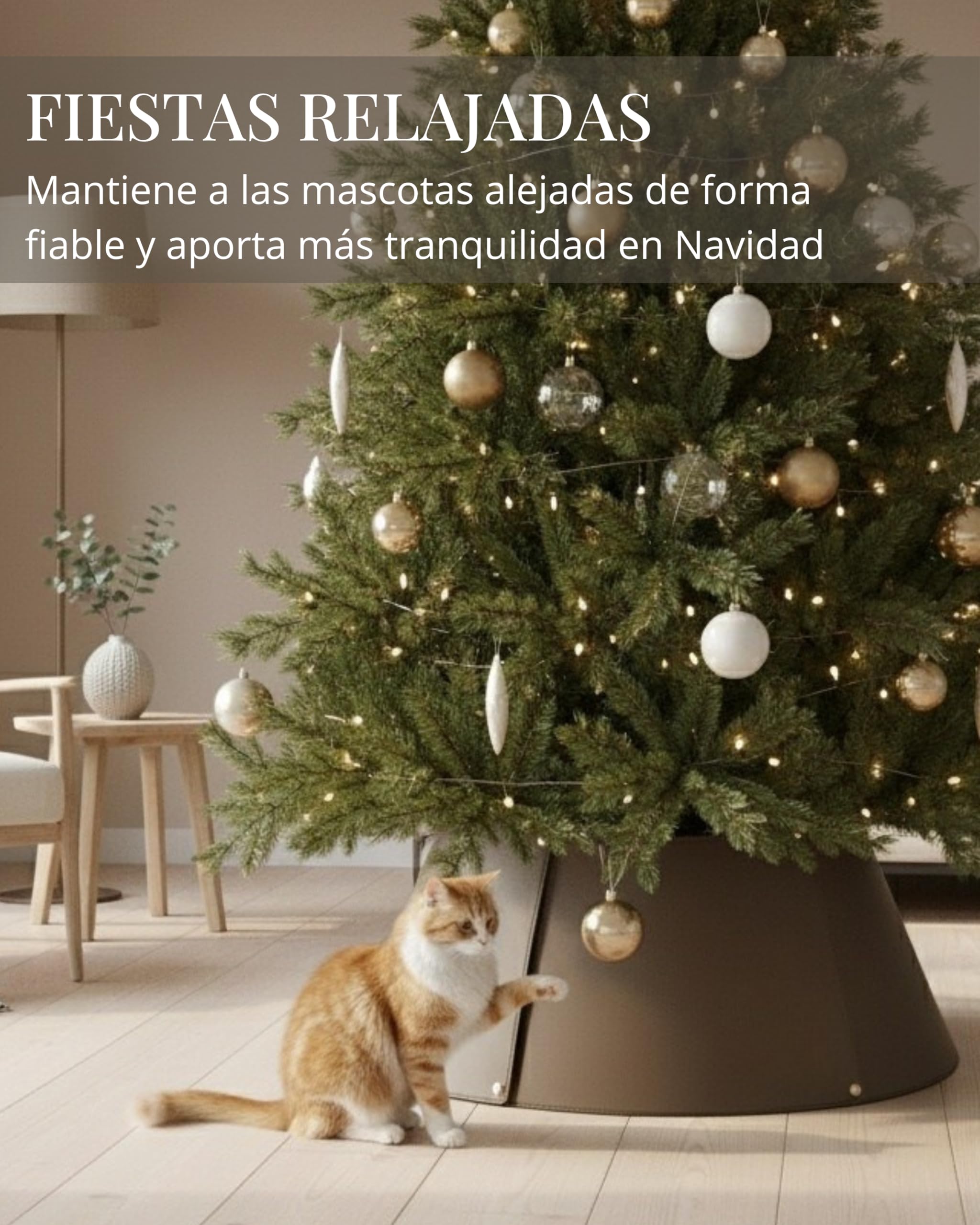 LIVLIG - Cubierta para soporte de árbol de Navidad, 70 cm, ajustable, collar para árbol de Navidad, color: beige/marrón
