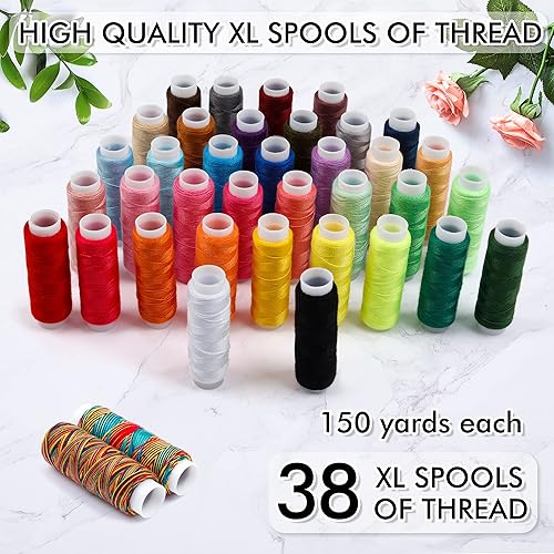 Miniatura 3 de Kit de costura, 182 suministros de costura premium, 38 carretes de hilo XL, adecuado para viajeros, adultos, niños, principiantes, emergencias,