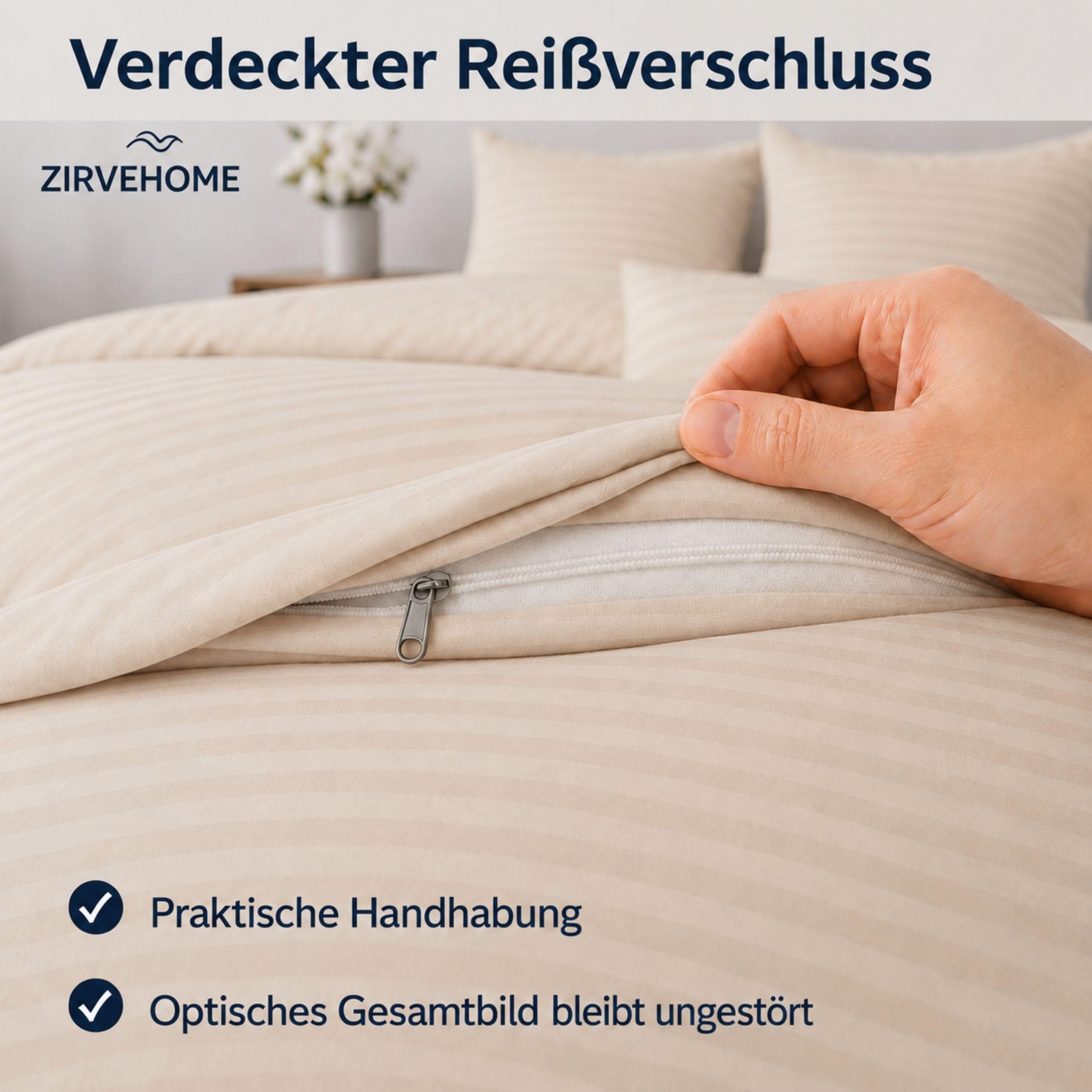 ZIRVEHOME Bettwäsche 135x200 cm, Beige, 4-teilig