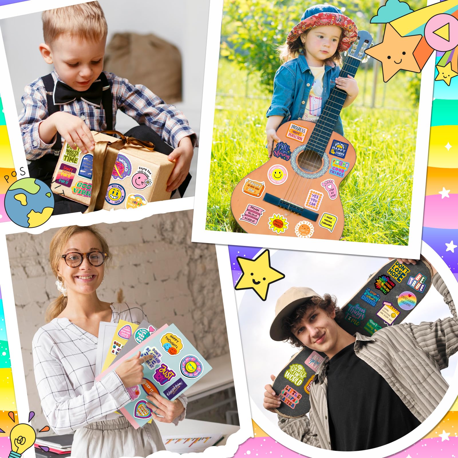 WAKEMOODEI Motivierende Aufkleber für Kinder und Erwachsene, inspirierende Vinyl-Aufkleber, positive Bestätigung, Aufkleber für Wasserflasche, Tagebuch, Laptop, Klassenzimmer, Dekoration, Anreize