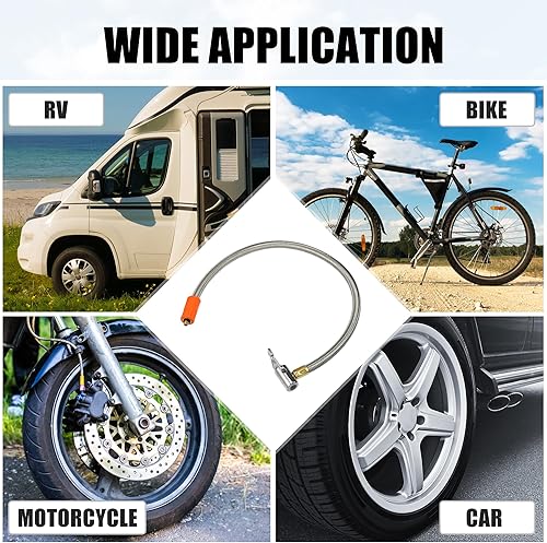 Miniatura 21 de X AUTOHAUX Adaptador de manguera de inflador de neumáticos flexible de 15.8 pulgadas, tamaño de rosca M6, portabrocas de aire con manguera