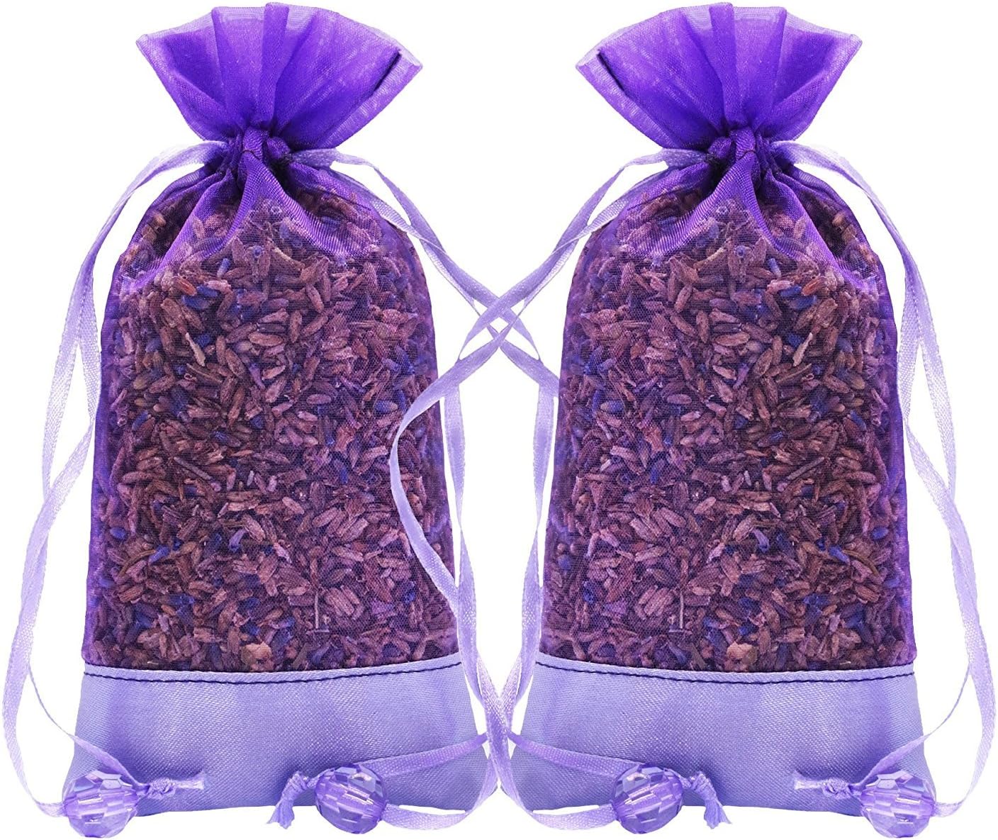 Lavender Natural Air Freshener for Closet, Drawer, Car, Room - Moth Deterrent - 2 Packs of 30 Grams Cozy Pouch Sachets Filled with Dried French Lavender Buds
