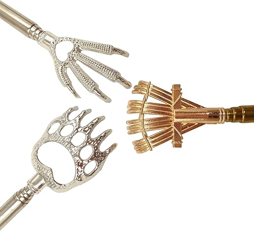 Miniatura 4 de Qaoquda Rascador telescópico de espalda, 3 piezas de garra de oso, rastrillo de garra de águila rascador de espalda de metal, masajeador de mano con