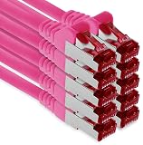 1aTTack.de 3.0m CAT6 Kabel sieciowy LAN RJ45 1000 Mbit, 10 szt. – magenta | S-FTP, kabel patch Ethernet, kabel LAN, do r