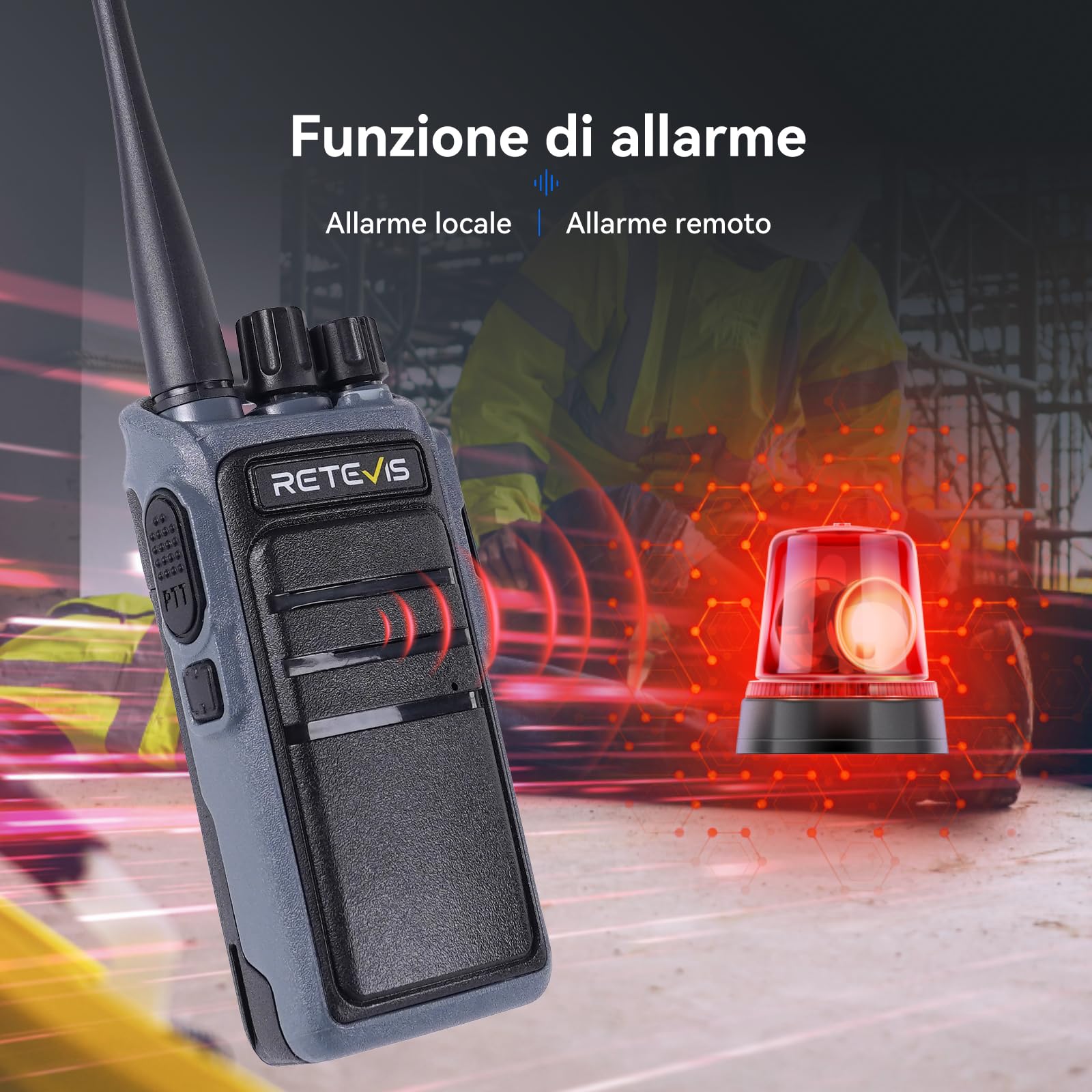Retevis C64 Walkie Talkie Lunga Distanza, Radio Bidirezionali con Riconoscimento Vocale Intelligente, Riduzione del Rumore, Radio Portatile con Auricolare per Ristoranti, Hotel (Nero, 4 Pezzi)