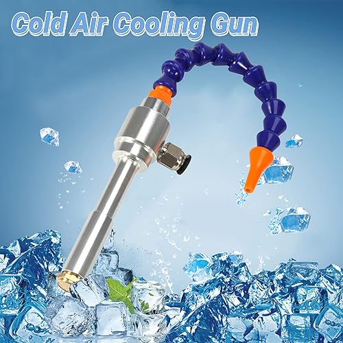 Miniatura 4 de Pistola de refrigeración de aire frío, 5.118in Mini aleación de aluminio Vortex aire frío seco pistola de refrigeración con tubo flexible para