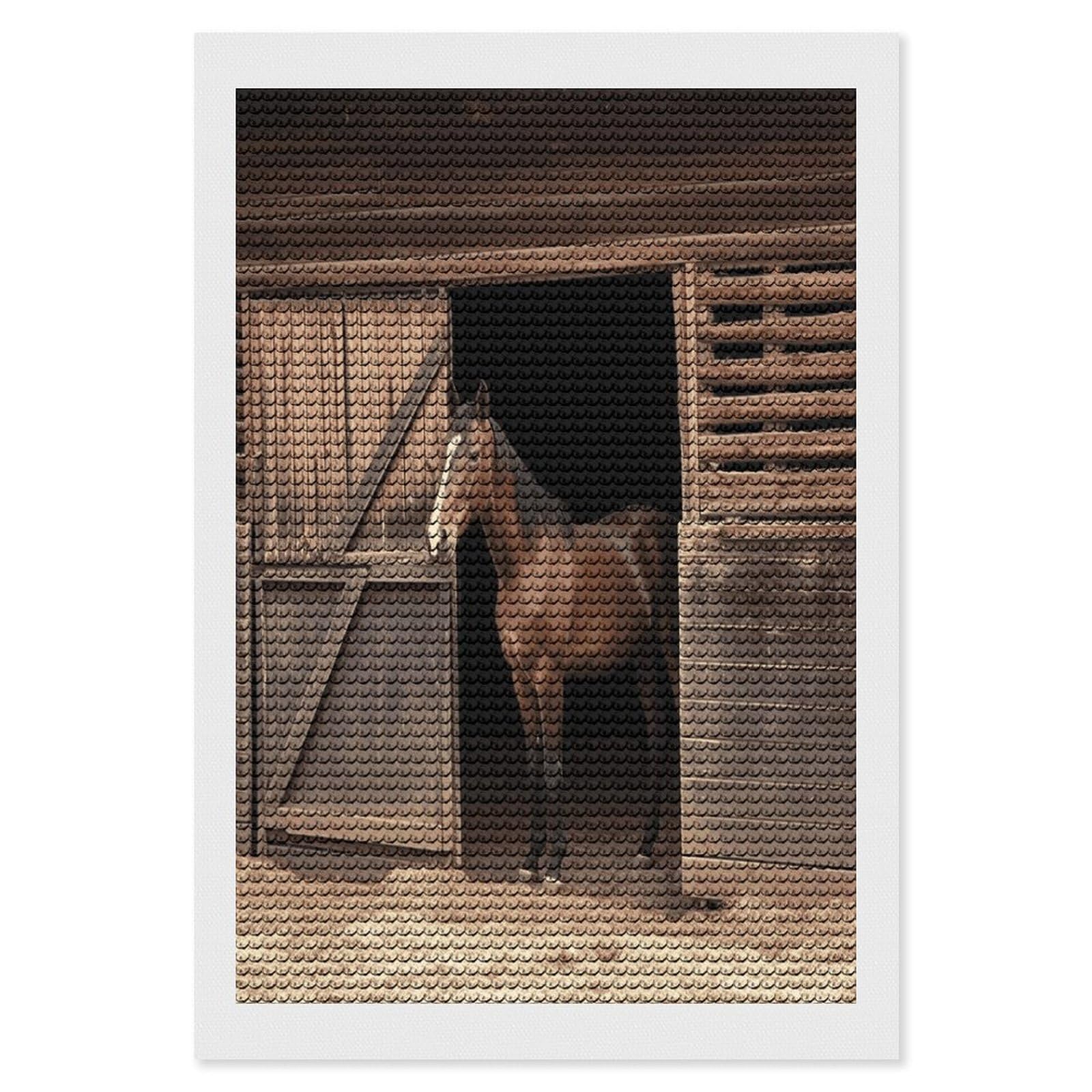 FekiLoot Barn Horse Diamond Art Kits for Adults Diamond Painting Kits for Beginners DIY Diamond Art Kits Round Full Drill Diamond Dot Gem Painting for Home Wall Decor Gift 8"x12"