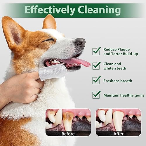 Miniatura 9 de LANBEIDE Toallitas de limpieza de dientes para perros y gatos, 120 unidades, toallitas para el cuidado dental de mascotas para reducir la placa y el