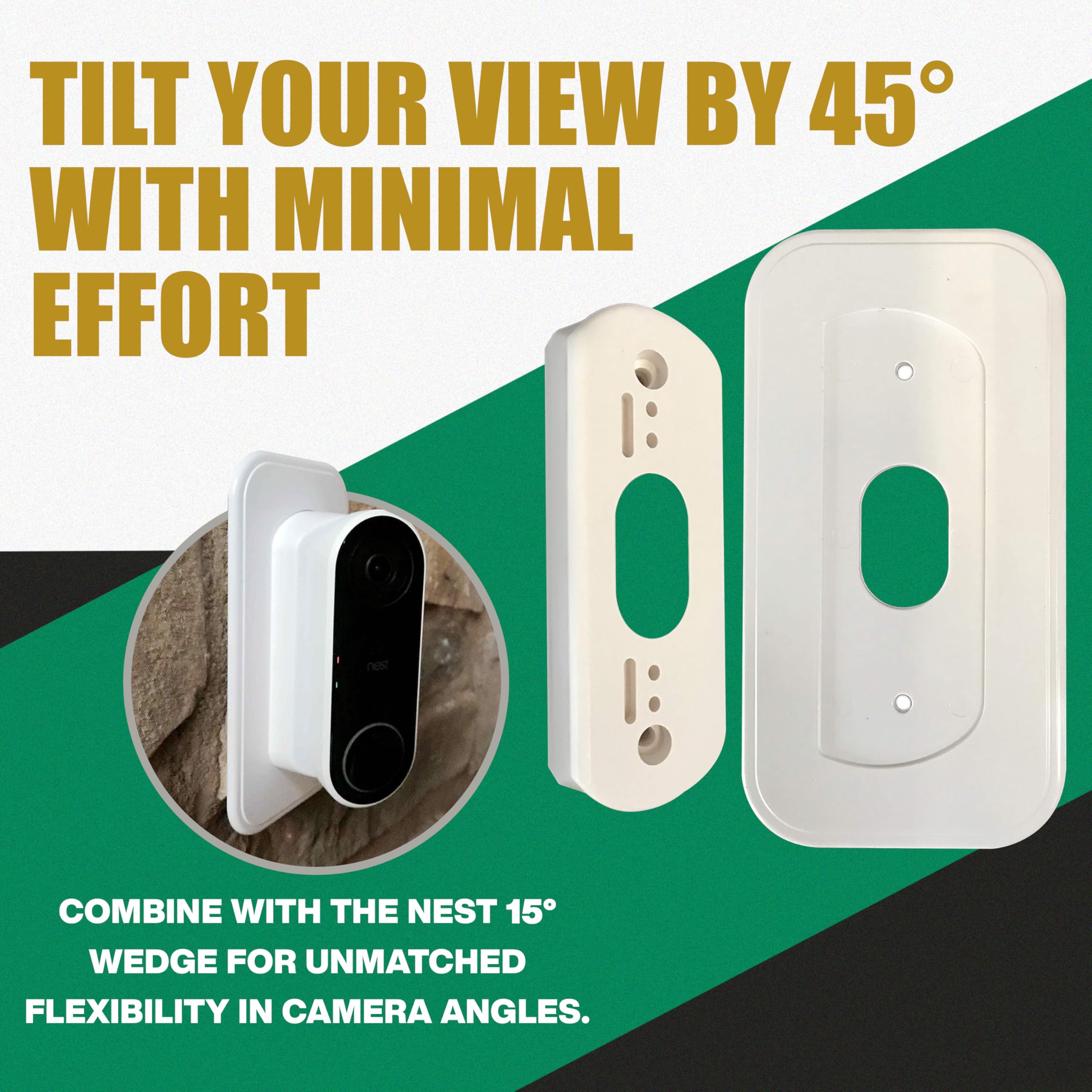 Ade Advanced Optics Wall Plate and 30 Degree Angled Mount Combo for Nest Hello - White