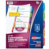 Avery® Table of Contents Dividers, 5-Tab, Multicolor, 1 Set – view 1