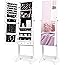 Nicetree Jewelry Cabinet with Full-Length Mirror, Standing Lockable Jewelry Armoire Mirror Organizer, 3 Angel Adjustable, Whi