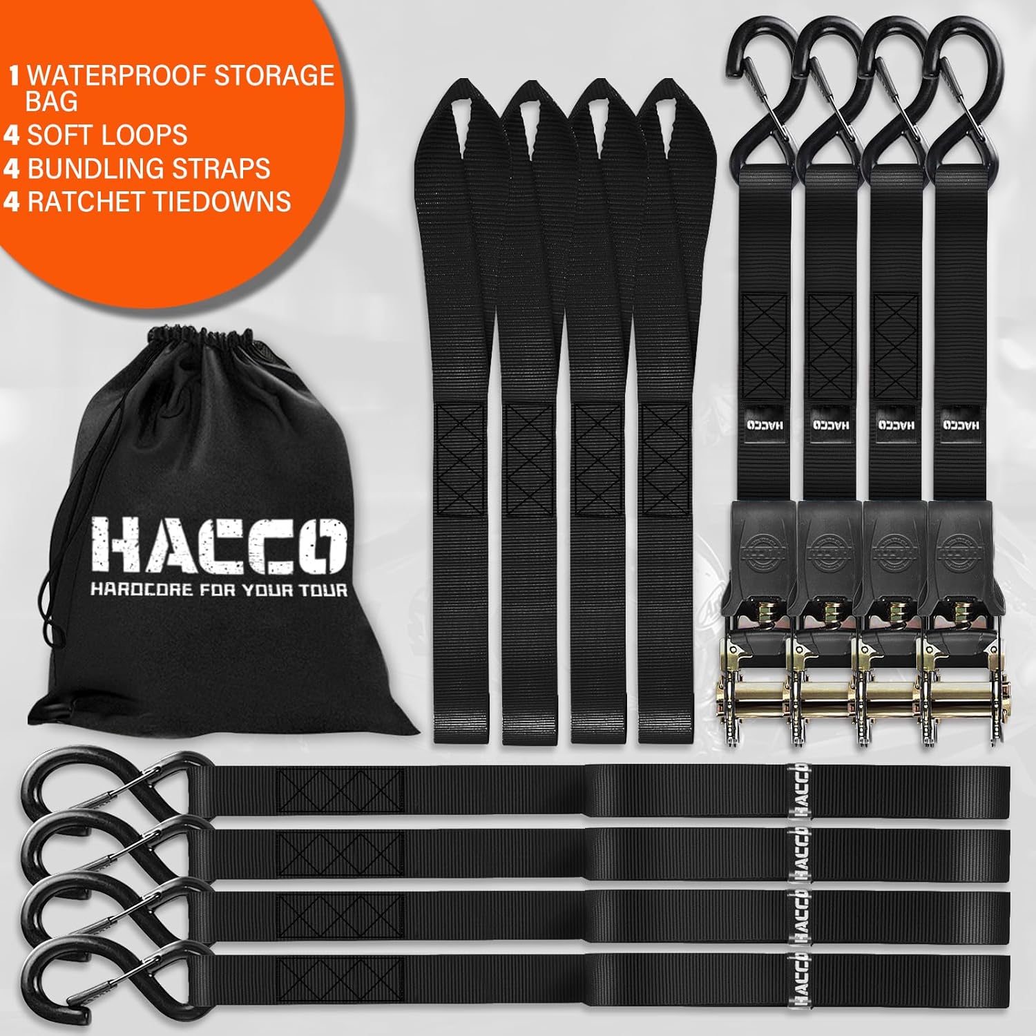 Ratchet Tie Down Straps, 2340lb Break Strength, 4pc 1inch x 16FT Tie Down Strap Set with Padded Handles & Coated S Hook W/Safety Clip, Cargo Strap Tie Down for Motorcycle, Truck (Black) - Image 5