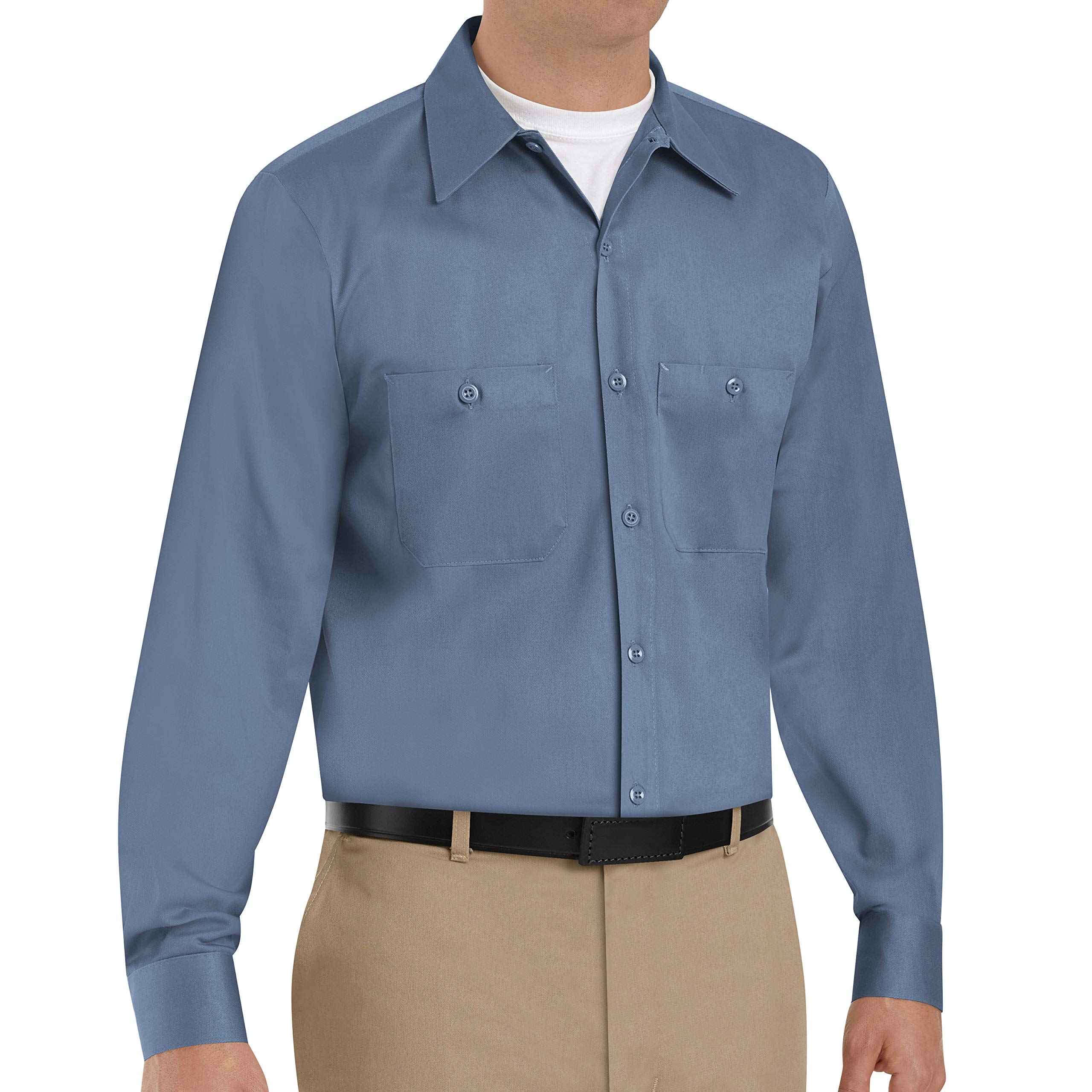 Red Kap Men's Wrinkle Resistant Cotton Work Shirt, Postman Blue, XXXL Tall
