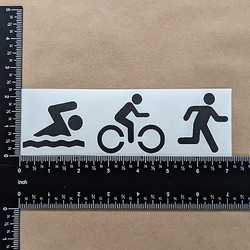 Miniatura 30 de Paquete de 4 calcomanías de triatlón: Ciclo de natación Correr, TRI, latido del corazón de triatlón (blanco, grande ~ 5 pulgadas)