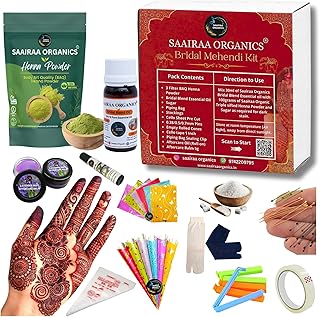 Saairaa Organics Bridal Mehendi Kit | DIY Organic Cone Making kit | All your Bridal Mehendi essentials in one kit | Make 1... Price In India