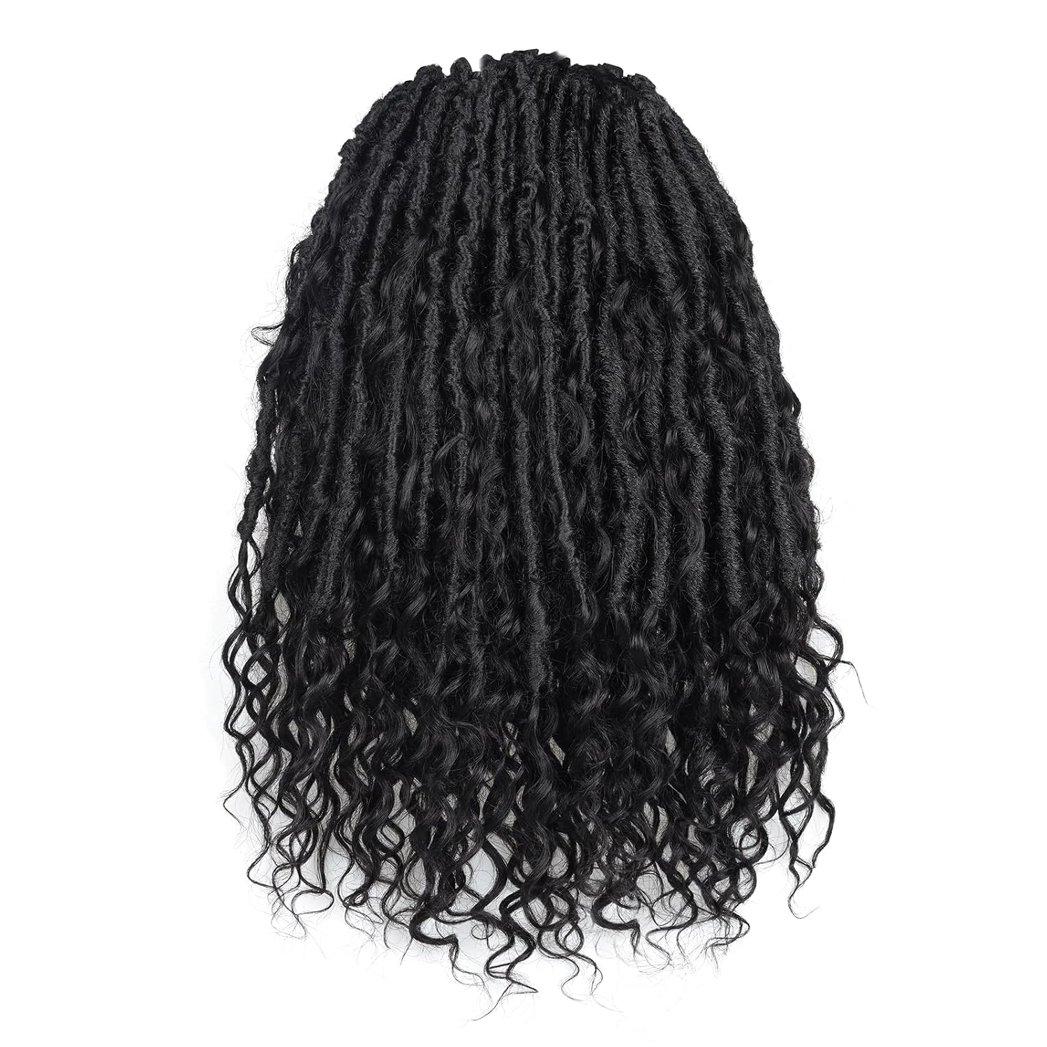 ToyoTress Boho Human Hair Locs - 12 Inch 8 Packs Natural Black Handmade Pre-Looped Crochet Hair For Black Women, Short Boho Butterfly Faux Locs With Human Hair Curls (12 Inch,1B-8P)