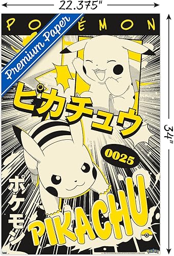 Miniatura 3 de Trends International Pokémon - Póster de pared de anime Pikachu, 22.37 x 34.00 pulgadas, paquete de póster y clip prémium