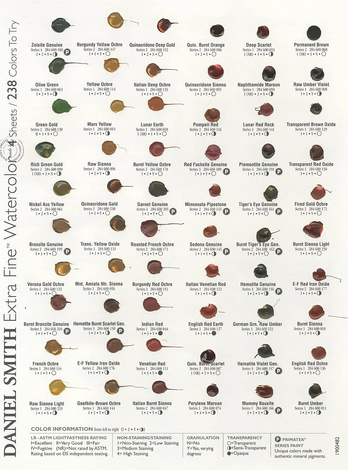 DANIEL SMITH 238 Watercolor Dot Color Chart, 4 Sheets, 1900482, 4 Count (Pack of 1)