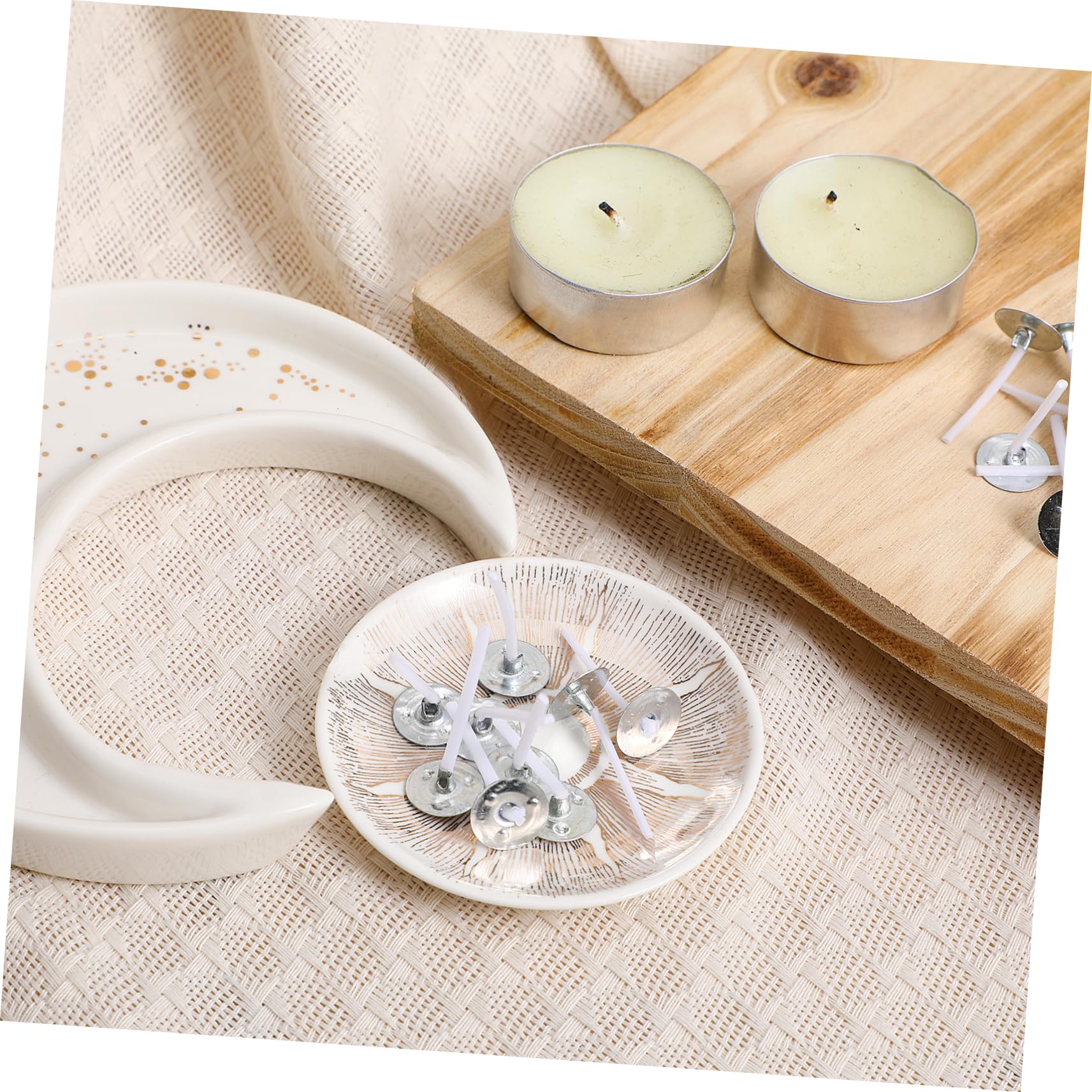 Operitacx 500pezzi Stoppini per Candele Cerati Fumo con Base e Sostenitori per Kit di Creazione di Candele Fai da Te